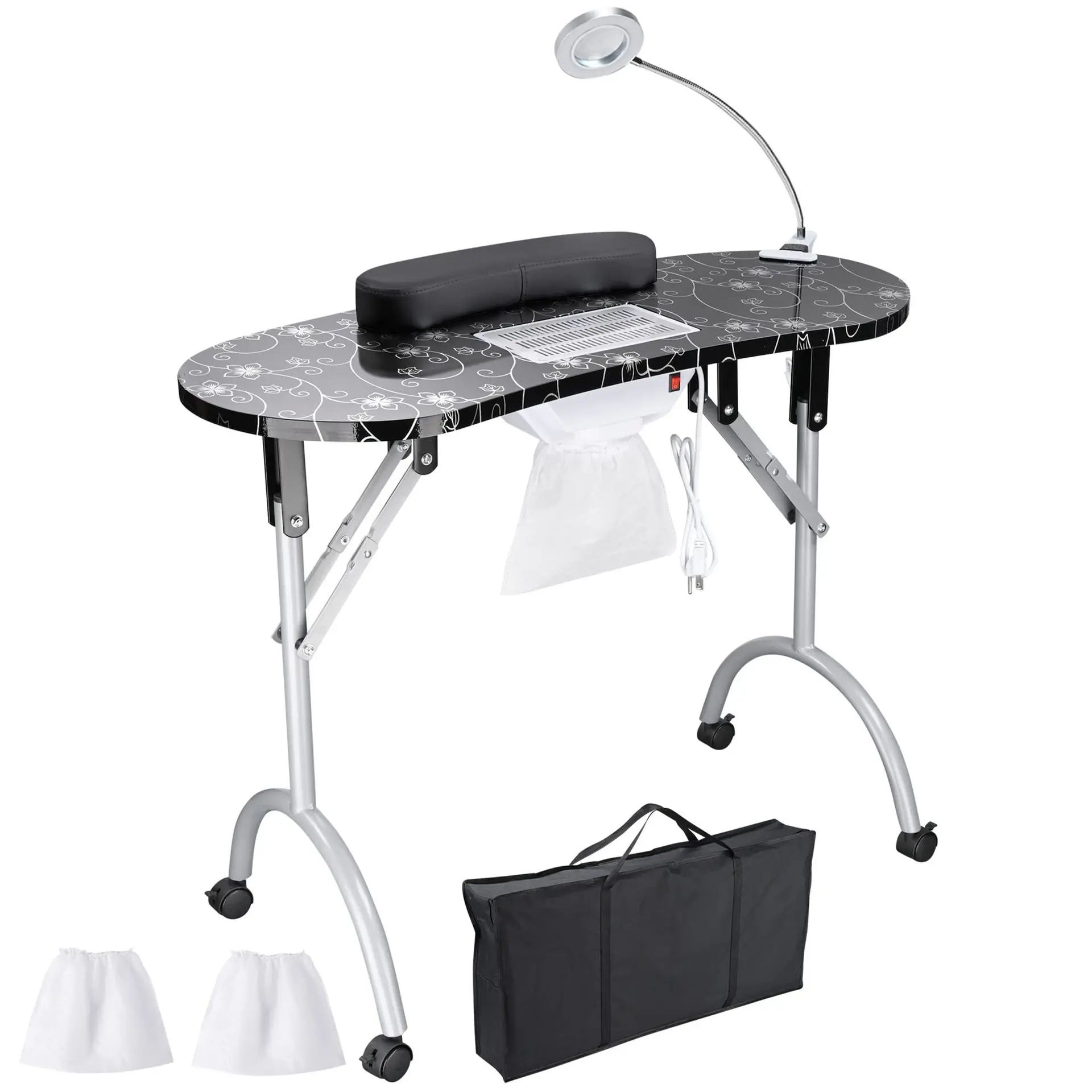 New pattern manicure table with lamp portable folding table with suction cup beauty salon manicure table