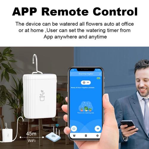 Imagen 2 del producto Dispositivo de riego inteligente Tuya WiFi, sistema de riego por goteo automático temporizado, Control remoto por aplicación, riego automático para plantas de interior