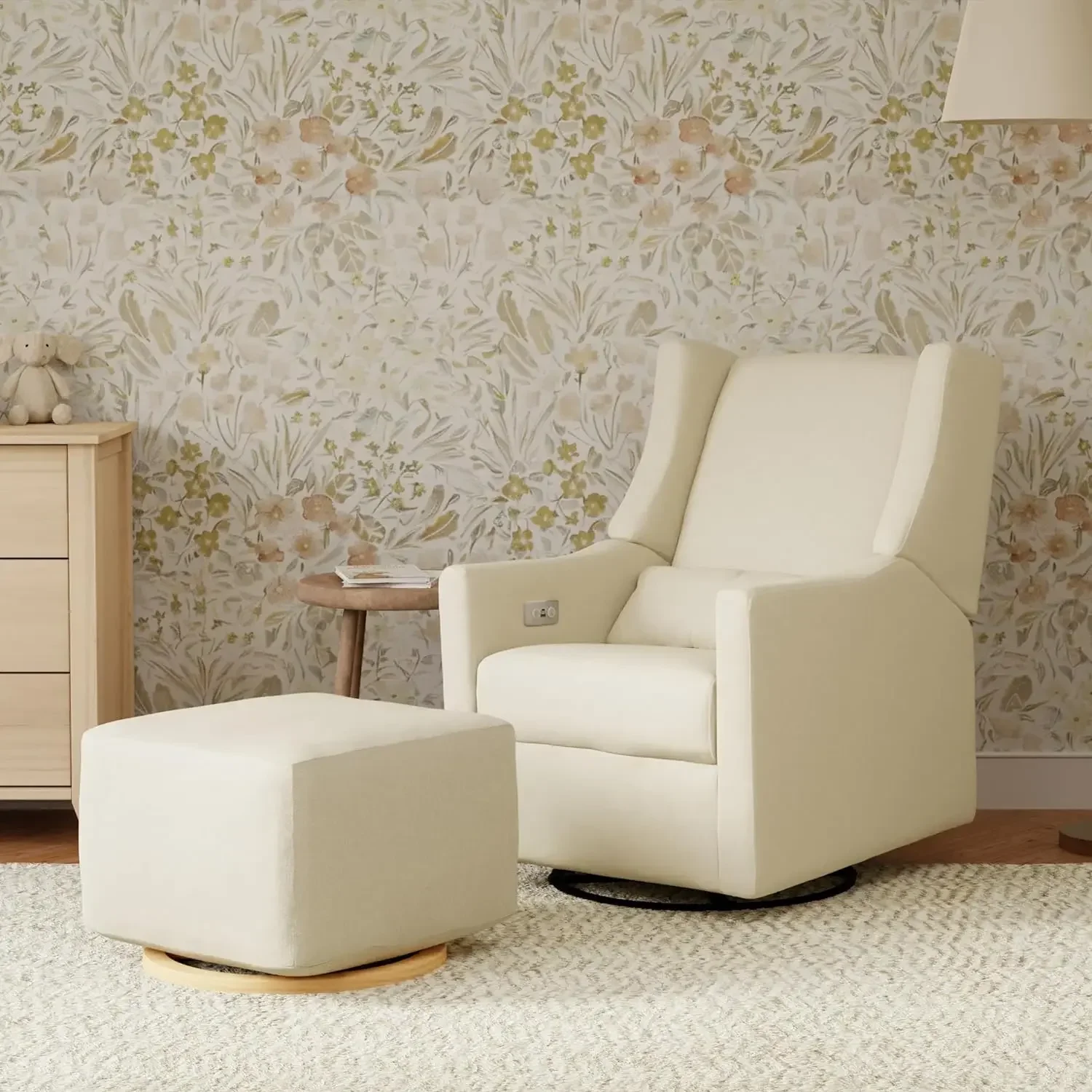 Power Recliner and Swivel Glider with USB Port in Performance Cream Eco-Weave, Water Repellent & Stain