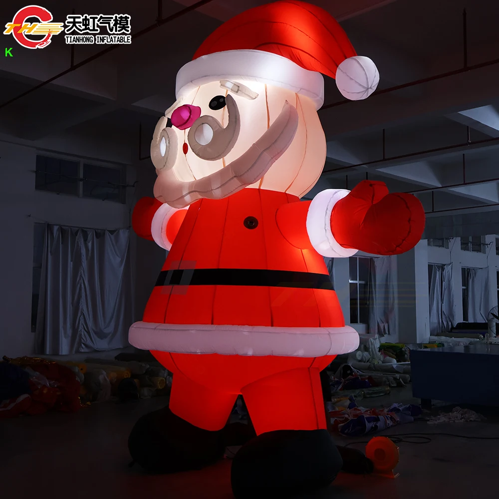 Fast Ship 4m Outdoor Decoration Inflatables Santa Claus with LED Lighting Christmas lighted Inflatable Santa Old Man Cartoon for