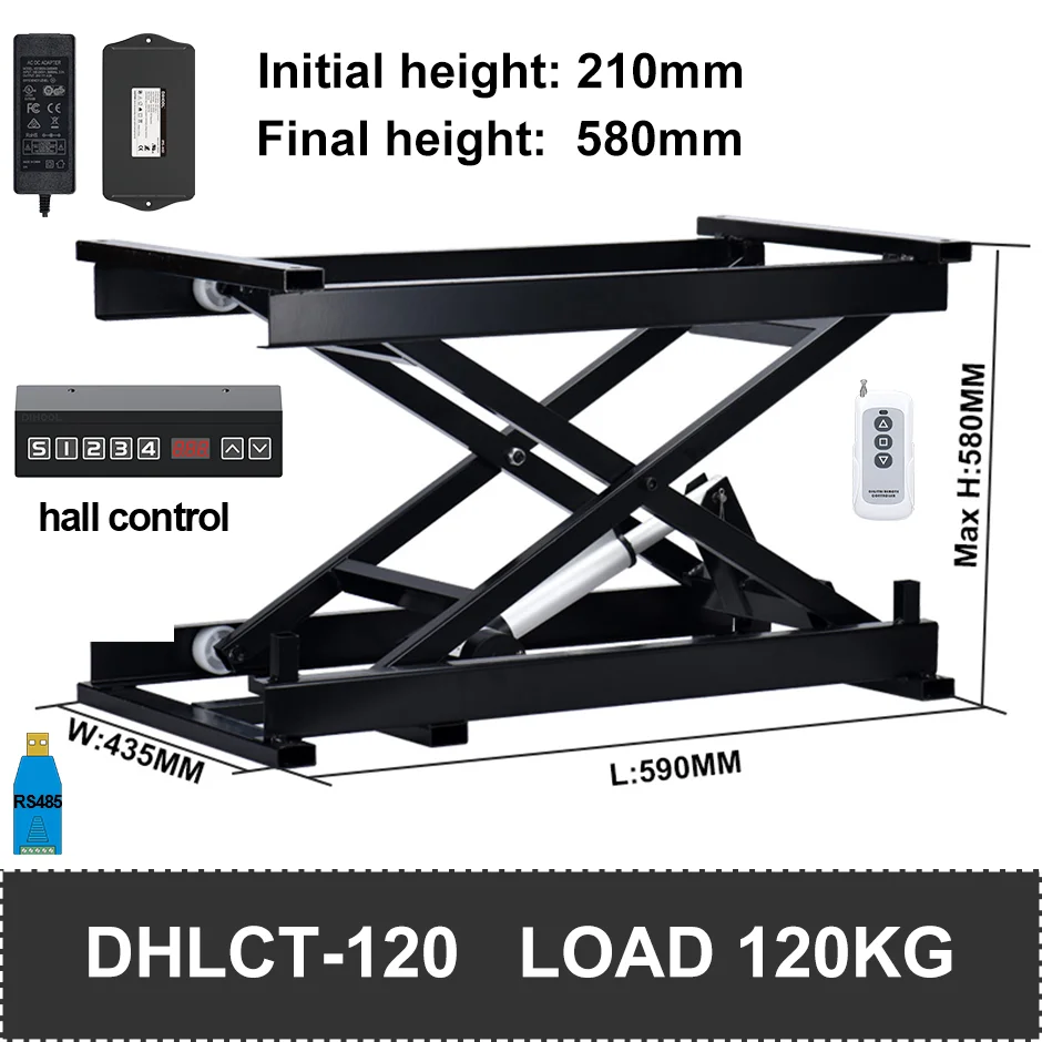 Imagem -03 - Plataforma de Elevação Elétrica Scissor Curso Ajustável e Posição Controle Hall Hall Sensor 60kg 120kg 150kg de Carga