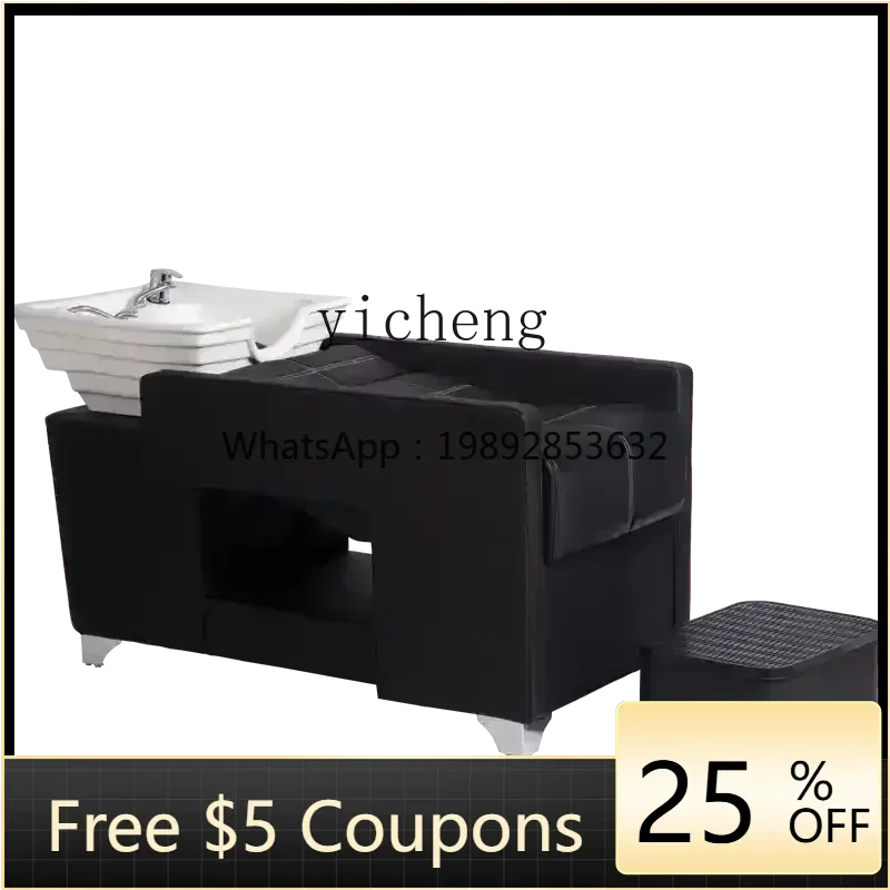 M1   Internet celebrity semi-reclining ceramic basin hair salon shampoo bed hair salon shampoo punch bed