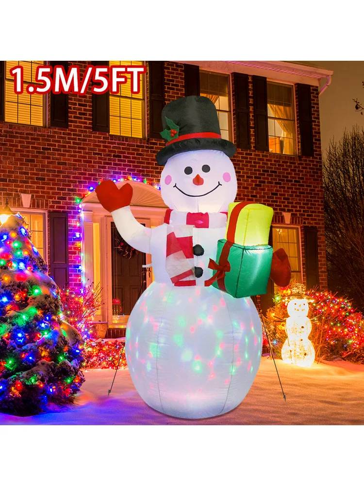 1pc Christmas Decor Inflatable Model Santa Snowman Built-in LED Lights Xmas Party Indoor Outdoor Party & Holiday DIY Decorations