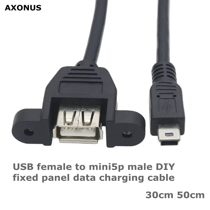 OTG Mini USB Male to USB 2.0 Female Tape Panel Mounting Screw Hole Cable for Mobile Phone Computer Host  Adapter