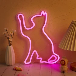 Chi-buy LED Neon Cat USB Powered Neon Signs Night Light 3D Wall Art Bedroom Living Room Decor Lamp Signs