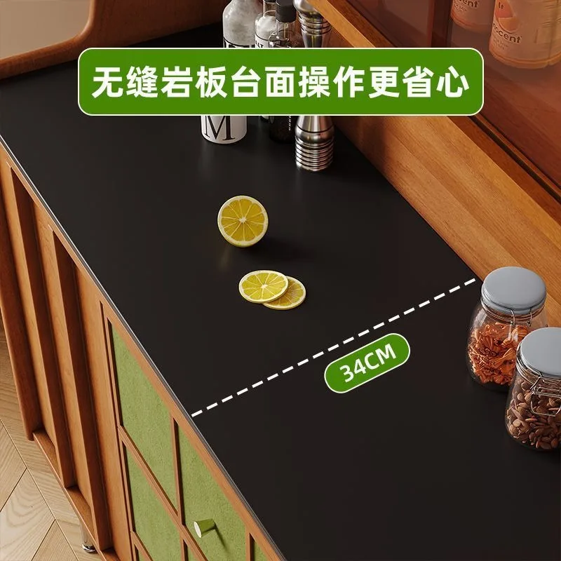 

Medieval solid wood dining side cabinet, retro tea cabinet integrated with wall locker, living room storage cabinet