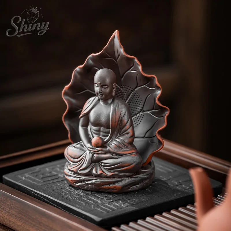 

Purple Clay Buddha Tea Pet Ornament Kung Fu Tea Set Accessory Tea Table Decoration