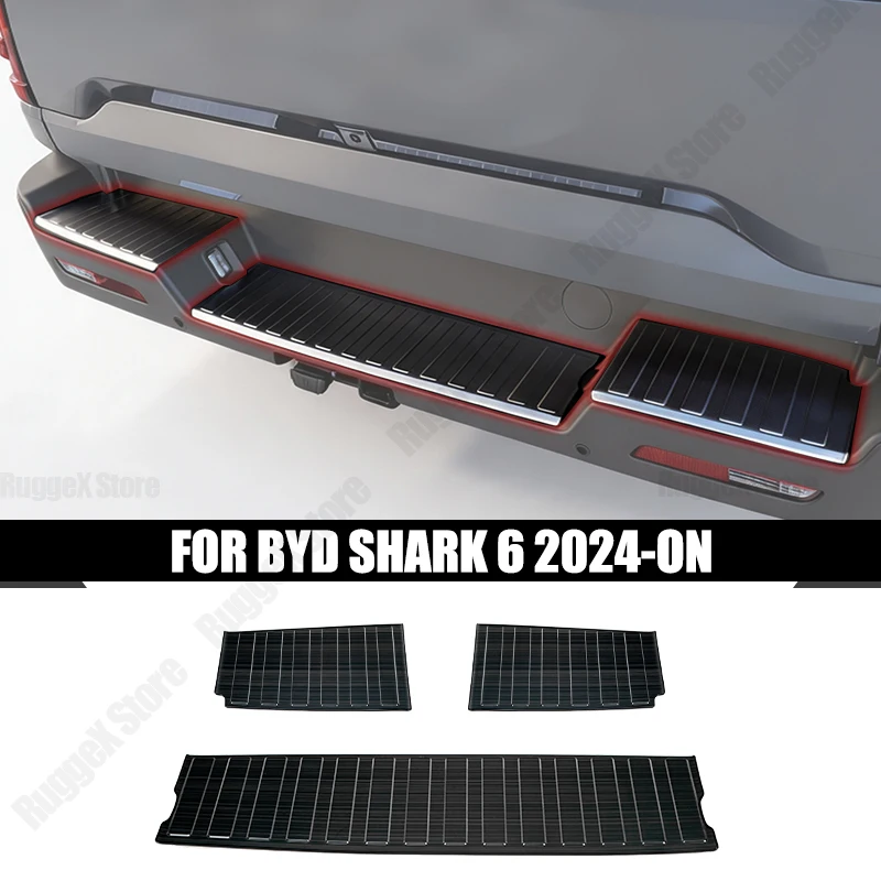 Tailgate Door Sill Protector Panel For BYD SHARK 6-ON Rear Bumper Guard Door Sill Scuff Trim Pad Exterior Upgrade Off-road Parts