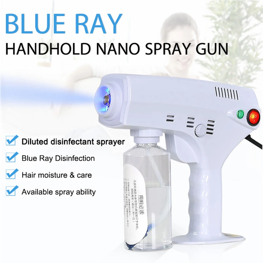 Portable Nano Steam Gun Hair Care Hydration Sprayer Hot Dyeing Care Blue Micro Mist Machine Spray Gun Hair Steamer Trigger