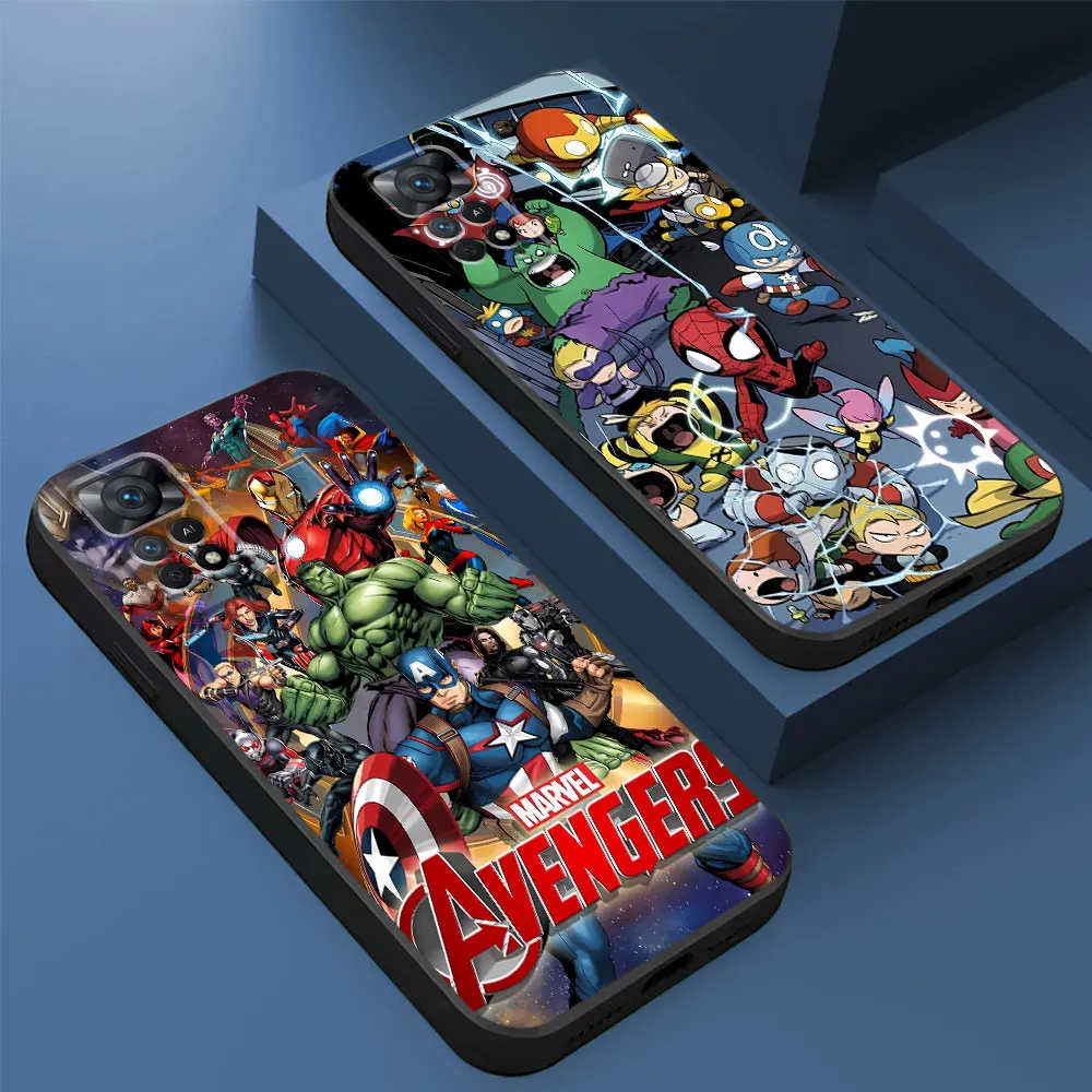 Capa macia preta, desenhos animados da Marvel, Redmi Note 9T, 12, 11 Pro, 8T, 10S, 12S, 13 Pro, 10, 9, 8, 7, 11S, 9S