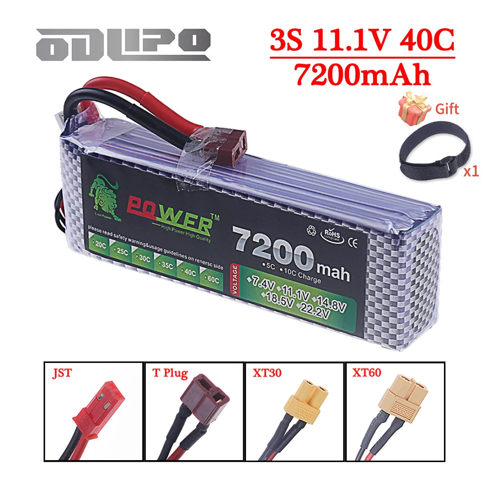 Upgrade 7200MAH 11.1V 40C LiPo Battery 3S With T XT60 Plug For RC Quadcopter Helicopter Car Boat Drone Spare Parts 3S Battery