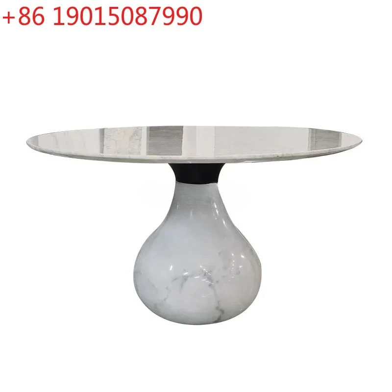 

Итальянский обеденный стол из натурального мрамора, высококачественный мрамор кремового цвета, французский круглый стол в стиле легкой роскоши