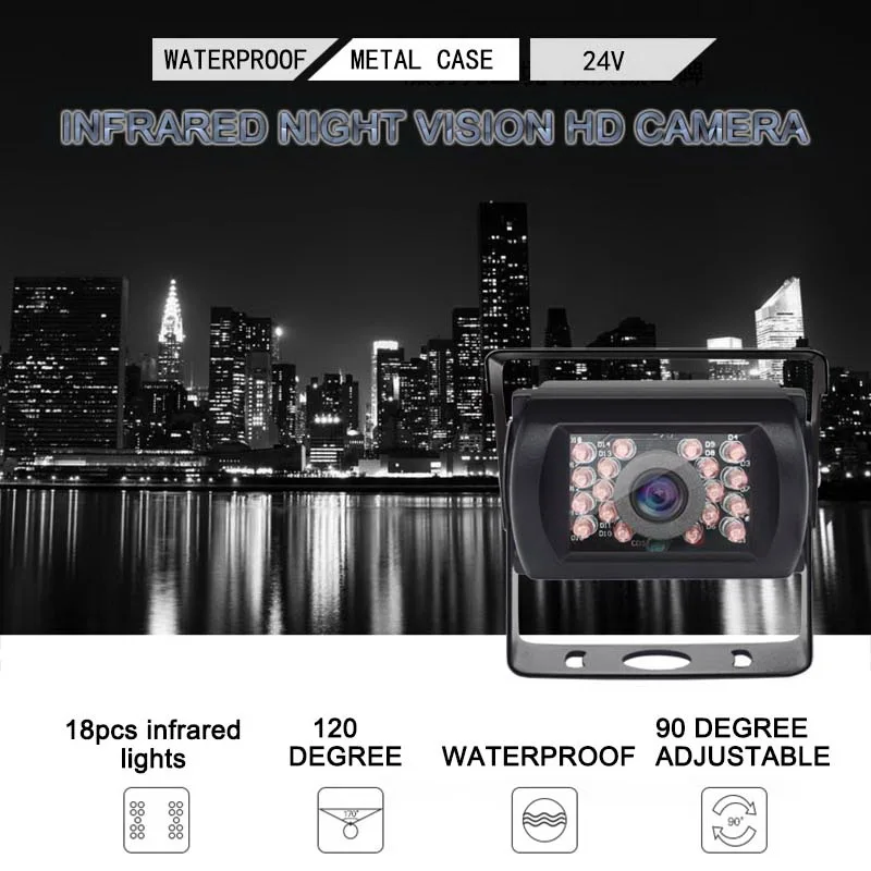 Xe IR Hỗ Camera 4 Cổng Kết Nối Ô Tô 7 "LCD Màu Phía Sau Màn Hình Cho Bus RV Trailer Bán Tải RV Xe Tải Va