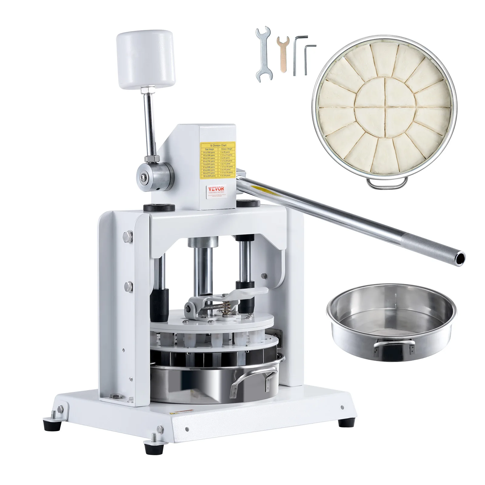 VEVOR Dough Divider Rounder, 18PCS Manual Dough Equal Divider Machine, with 304 Stainless Steel Tray and Blade, for Bakery