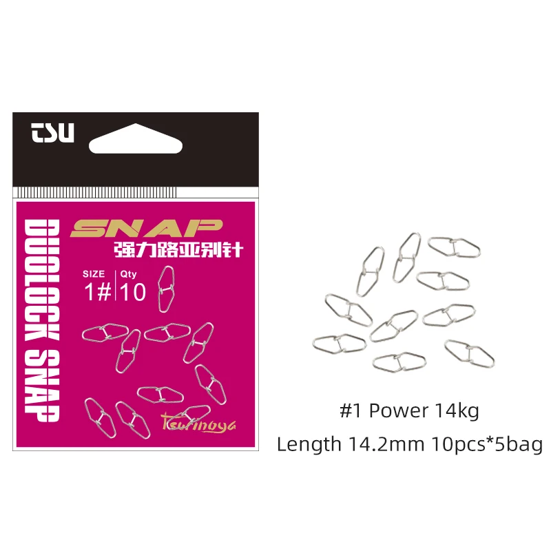 TSURINOYA 50st # 0 # 1 # 2 roestvrijstalen visconnector Snelle Clip Lock Snap Swivel Solid Rings Veiligheidssnaps Vishaakgereedschap