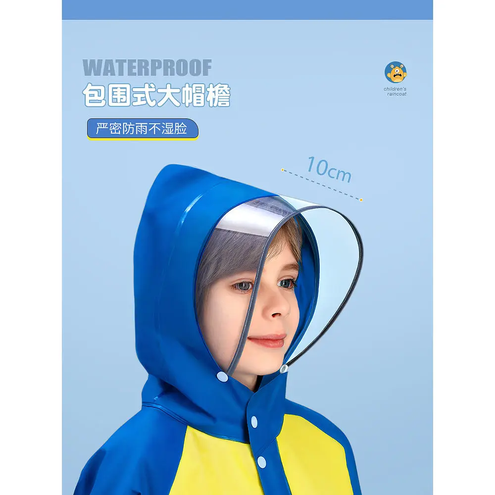 Children's raincoat New style suit for boys and girls Thickened waterproof full body boys' primary school with schoolbag poncho