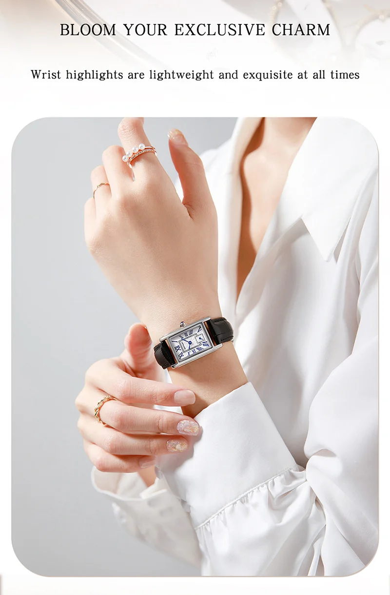 SANDA 1116 Elegante Damen-Quarzuhr, lässig, rechteckig, wasserdicht, Stahl, Lederarmband, lässige Business-Damenuhr, часы – Detail 6
