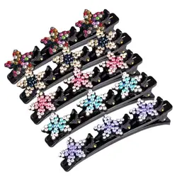 Women Elegant Flower Pearls Braid Hairpins Sweet Hair Decorate Clips Bangs Hold Barrettes Headband Fashion Hair Accessories Set