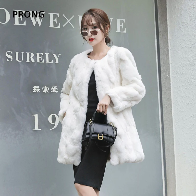 Natural Rabbit Fur Coat Women Winter Jackets Long Loose Size Real Fur Coat Furry Thick Warm Woman Clothes