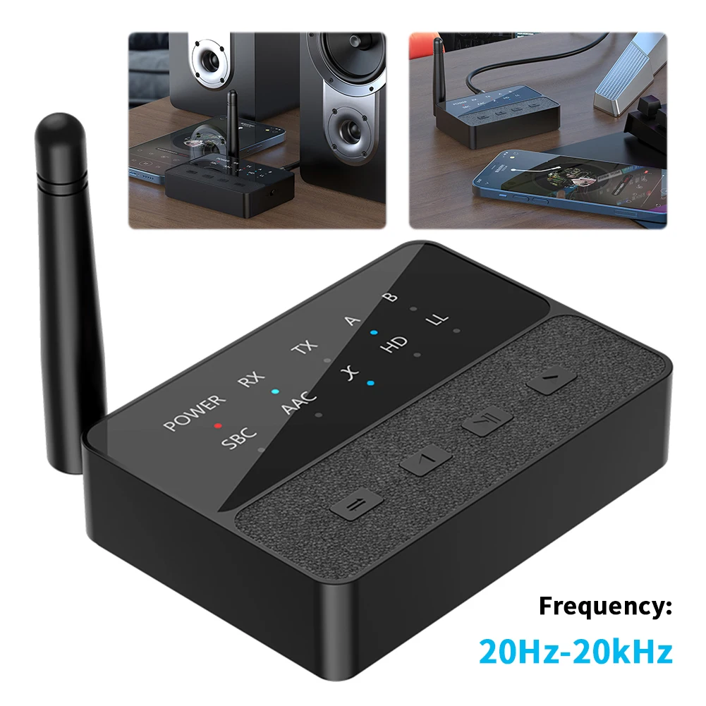 Transmissor receptor estéreo sem fio, compatível com bluetooth 5.3, 2 em 1, adaptador estéreo de alta fidelidade, adaptador de música estéreo para alto-falante, tv, pc