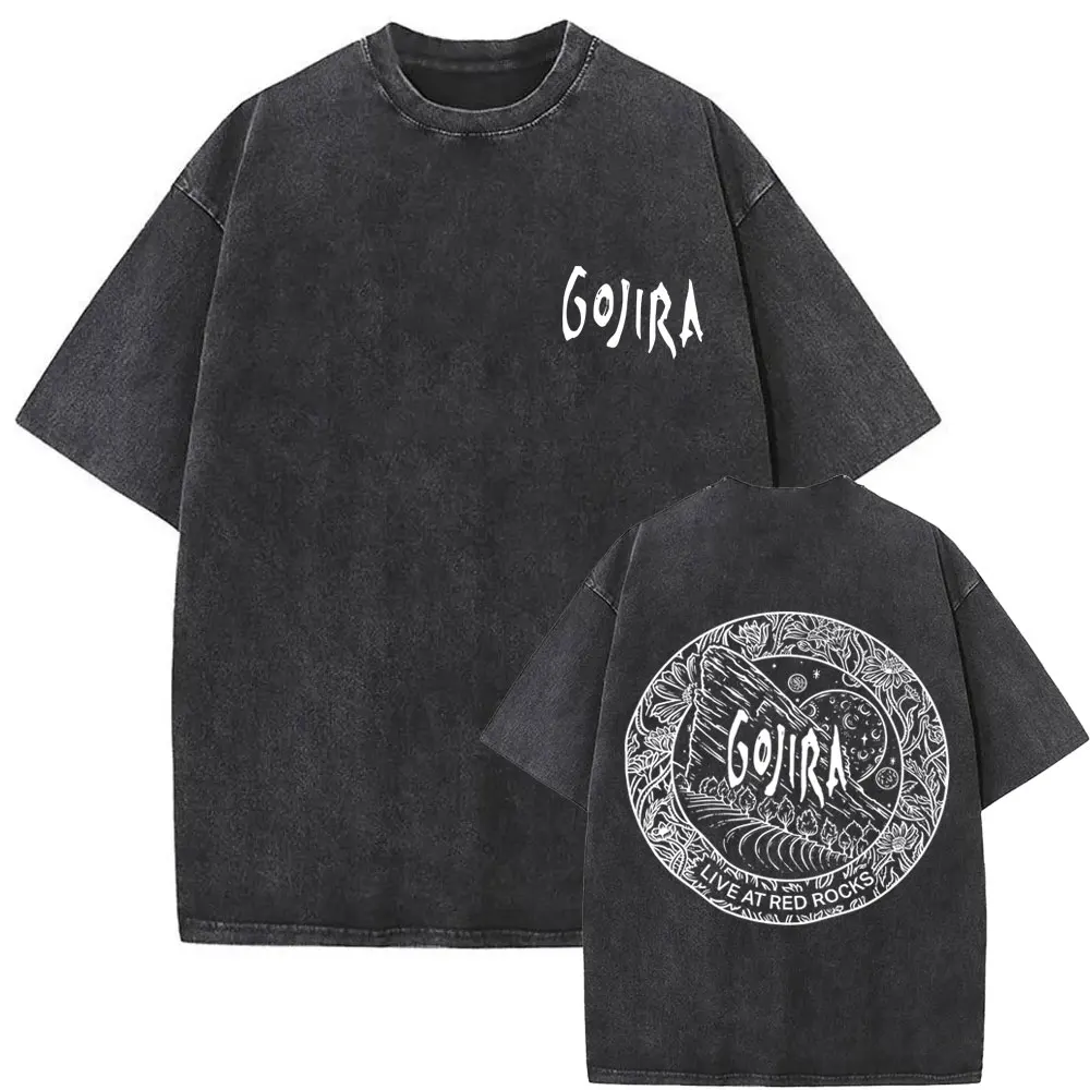 Washed Vintage French Metal Rock Band Gojira The Link Graphic T-shirt Men Women Retro Oversized Tshirt Short Sleeve Streetwear