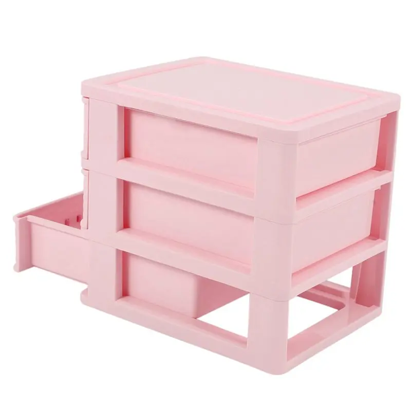 【ALLOWANCE】6X Plastic Drawer Designed 3 Compartment Jewelry Storage Box Pink