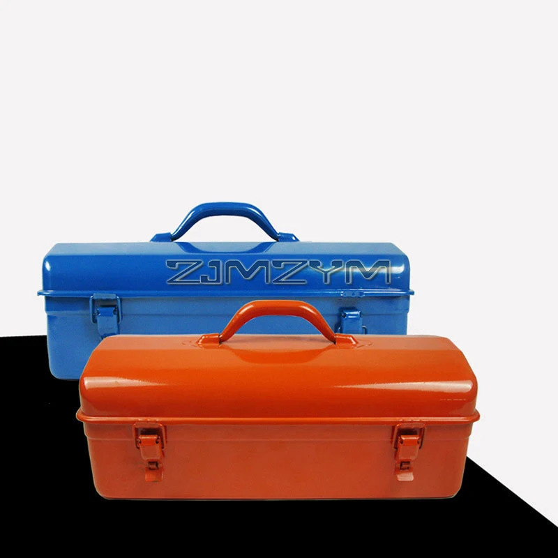 Portable Iron Tool Box with Tray, Double Latches Closure, Tool Box Storage Container General Tool Box - Craft Storage Toolbox