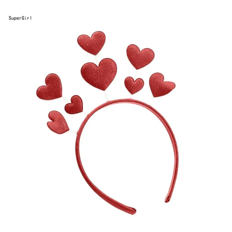 Festival Theme Headband for Female Glittering Love Heart Headband Women Birthday Party Accessories Face Washing Hairhoop J78E