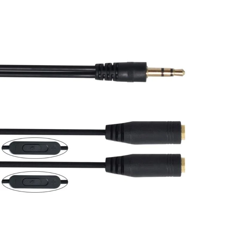 3,5 мм кабель слухового сплиттера с двумя женскими интерфейсами с регулируемым VOL