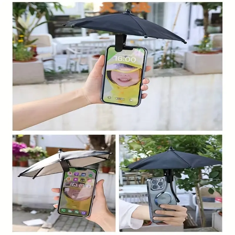 Outdoor-Sonnenschutz-Handyhalter mit kleinem Clip, geeignet für den Außeneinsatz, Strand, Fotografie und Videoaufnahmen, Auto-Handyhalterung, UV-Schutz, blendfreier Handy-Regenschirm,