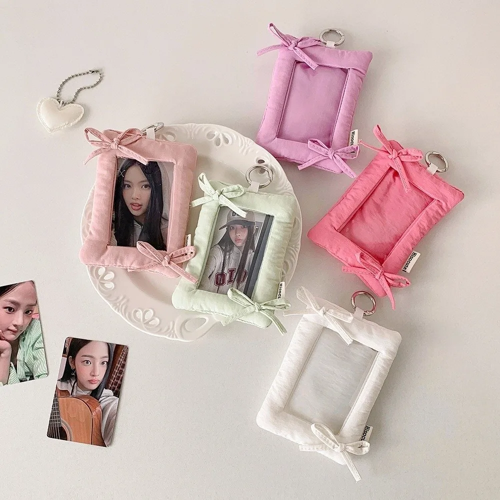Bowknot Korean Photocard Holder with Keychain Hanging Decoration Photo Photocard Frame Picture Idol Photo Card
