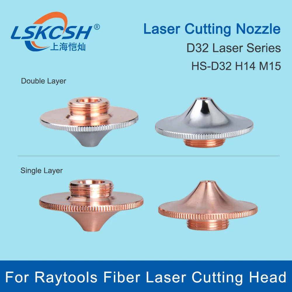 

LSKCSH Fiber Cutting Head Laser Nozzle Single Double Chrome-plated Layers D32 Caliber 0.8-5.0mm for Raytools Laser Head