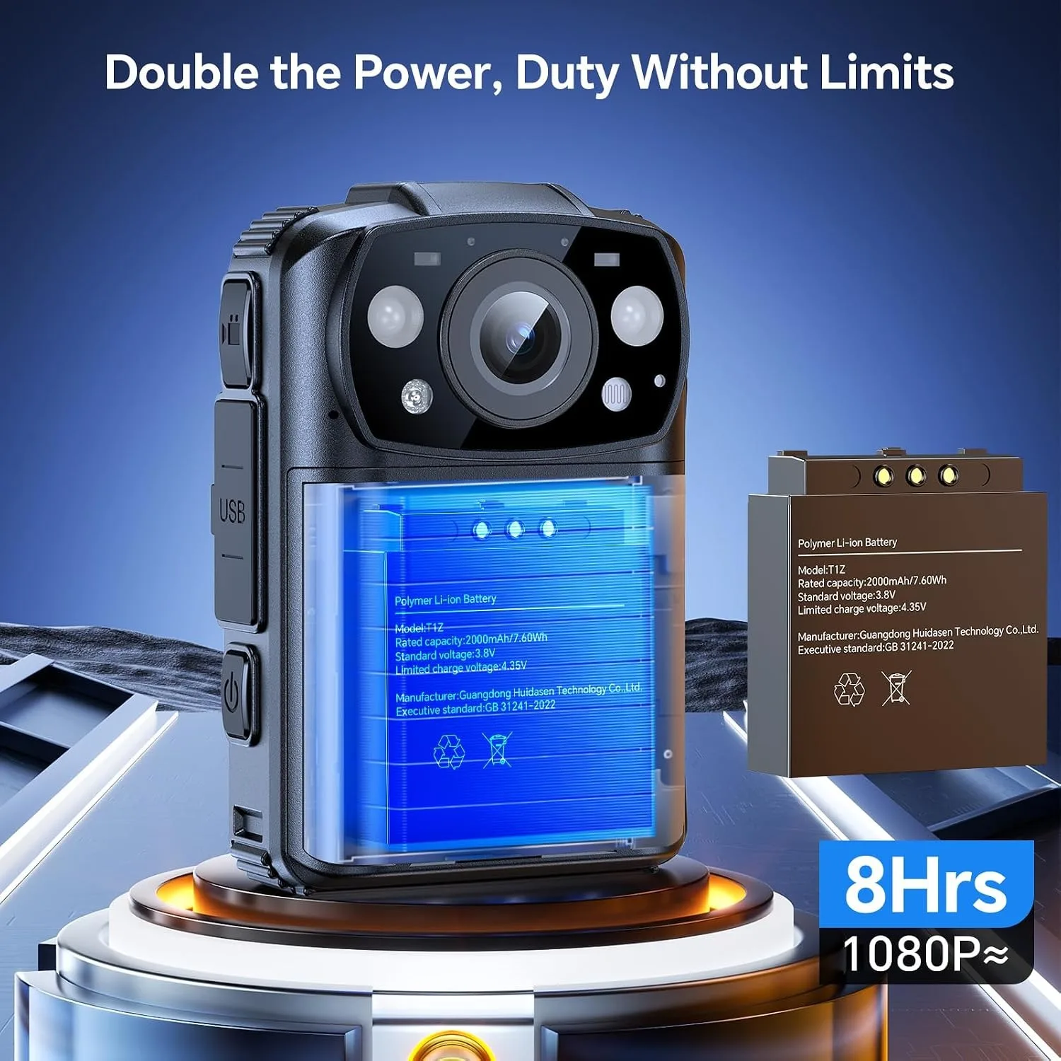 BOBLOV KJ26 2K Body Camera with Dual 2000mAh Batteries & Charging Base 8H Continuous Recording Night Vision Mini Camera 360° Rotatable Clips For Law Enforcement, Security, Patrol And Outdoor Use