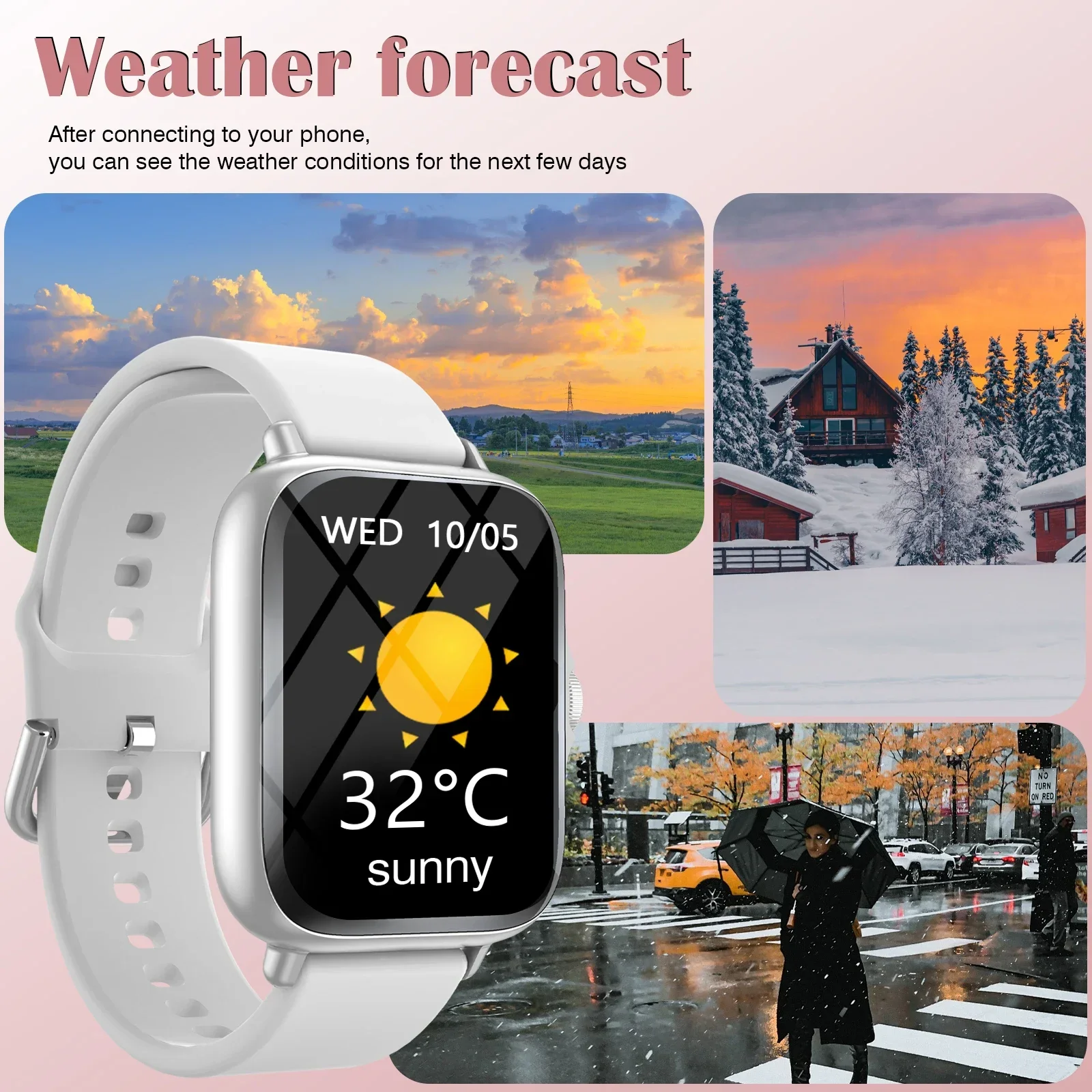 Smartwatch, muziek afspelen, weersvoorspelling, sportmodus, camerabediening, sporttracker smartwatch voor trainingen