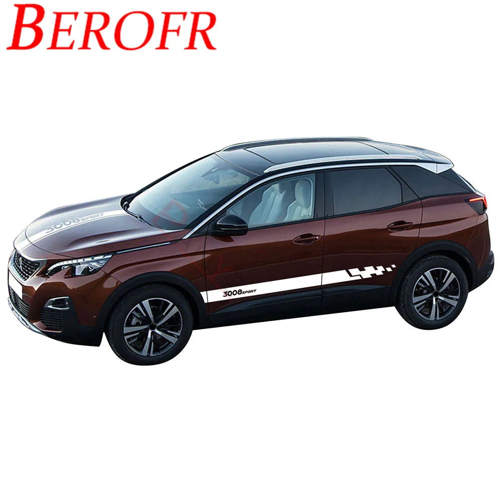 Racing Sport Car Hood Decal Door Side Stripes Skirt Sticker Decal for Peugeot 3008 GT Line 2017 2018 2019 2020 2021 Accessories