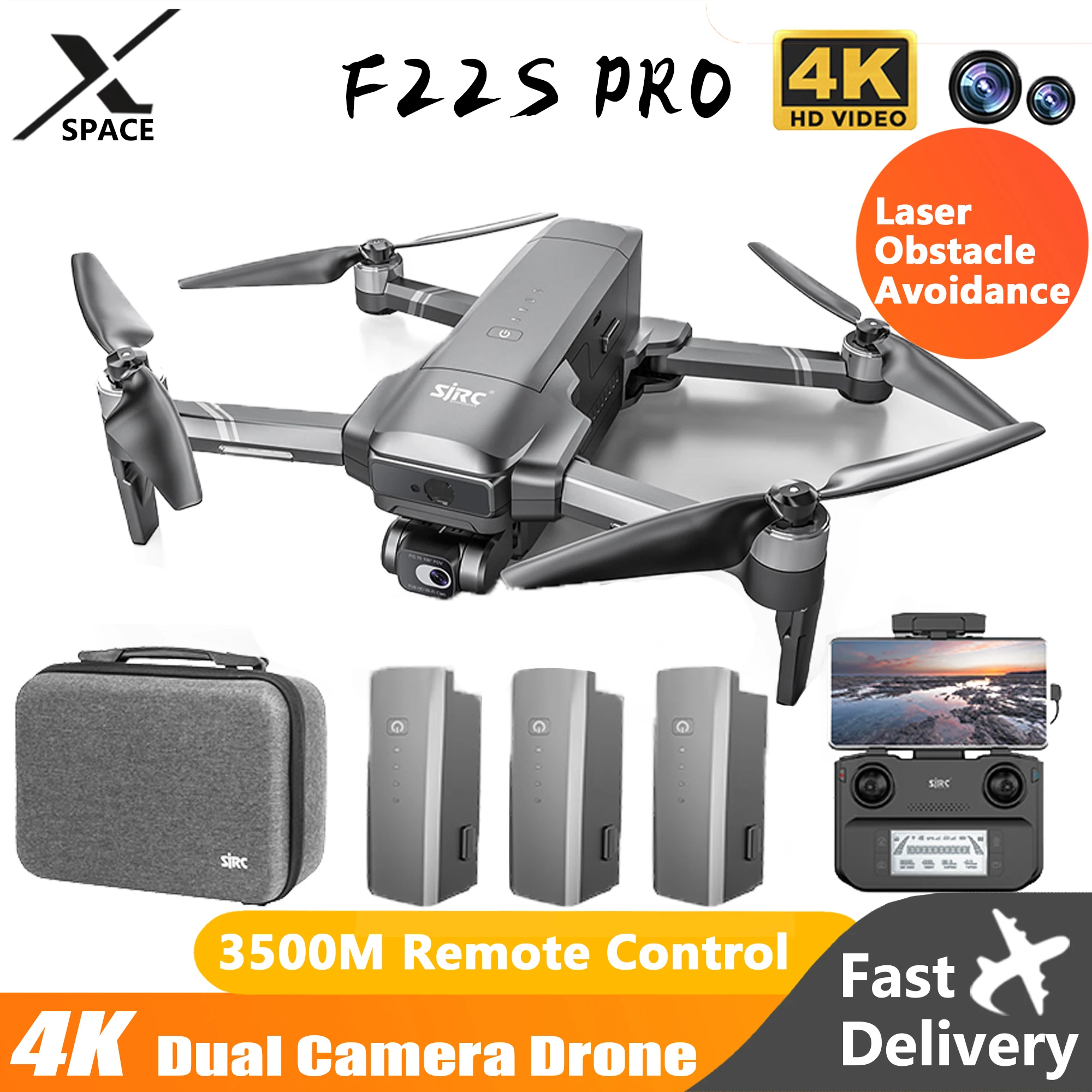 

Drone F22S 4K Pro Camera Drone Profesional 3.5KM RC Quadcopter Helicopter with 2-Axis Stabilized Gimbal 5G GPS WiFi FPV Dron