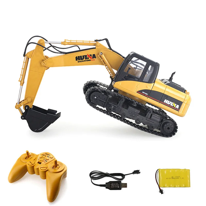 HUINA TOYS RC Alloy Excavator RTR 1510 1:16 2.4GHz 11CH Mechanical Sound / 680-degree Rotation / Movable Stick Boom Bucket