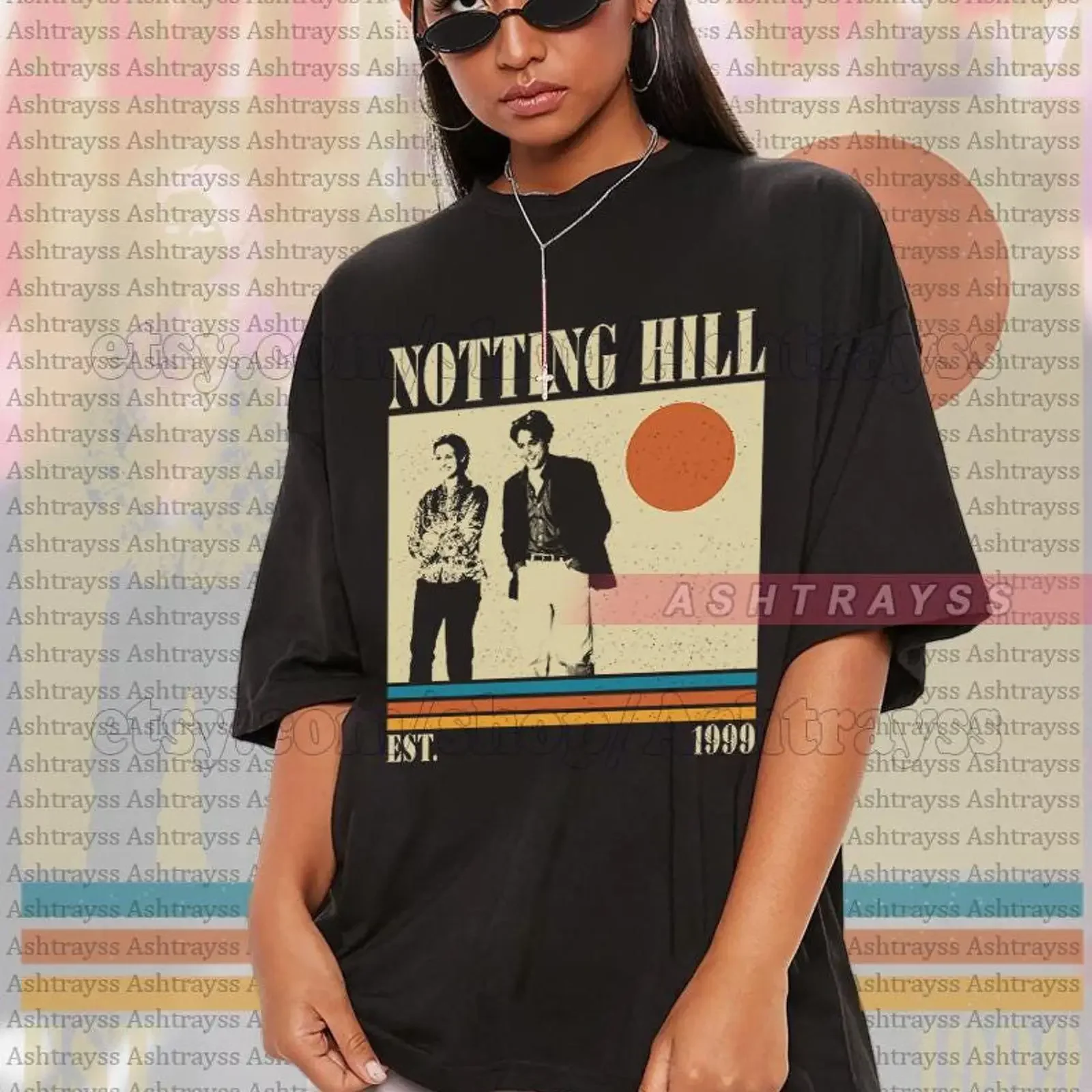 Camiseta con estampado vintage de Notting Hill, camiseta de Hugh Grant, camiseta de Julia Roberts, camiseta vintage lavada, informal, transpirable, Unisex, para hombre