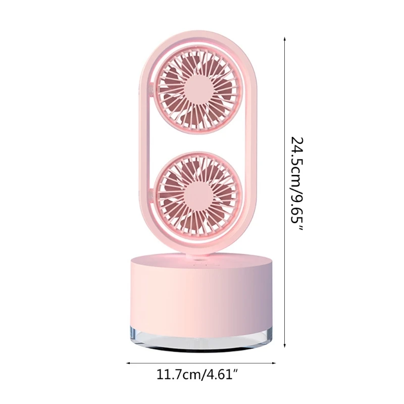 Hai Đầu Nhỏ Quạt Để Bàn Hoạt Động Êm Di Động Mini USB Sạc Quạt Để Bàn Không Khí Lưu Thông Xoay Được Trang Sức Giọt