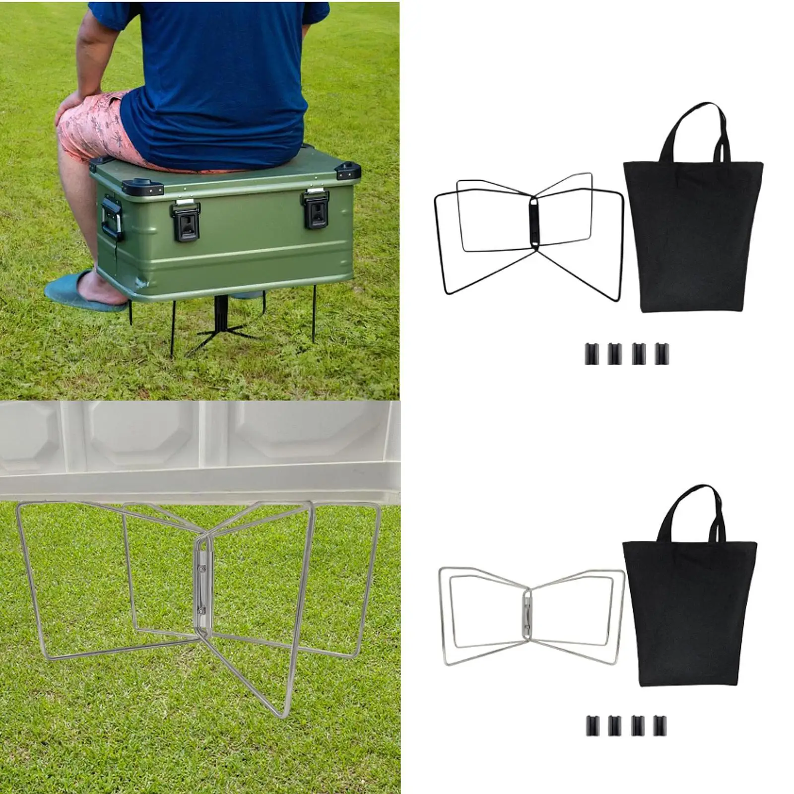 

Foldable Cooler Stand Lightweight Sturdy Trash Bag Holder Multifunctional Suitcase Rack for Cooking Outdoor Travel Camping BBQ