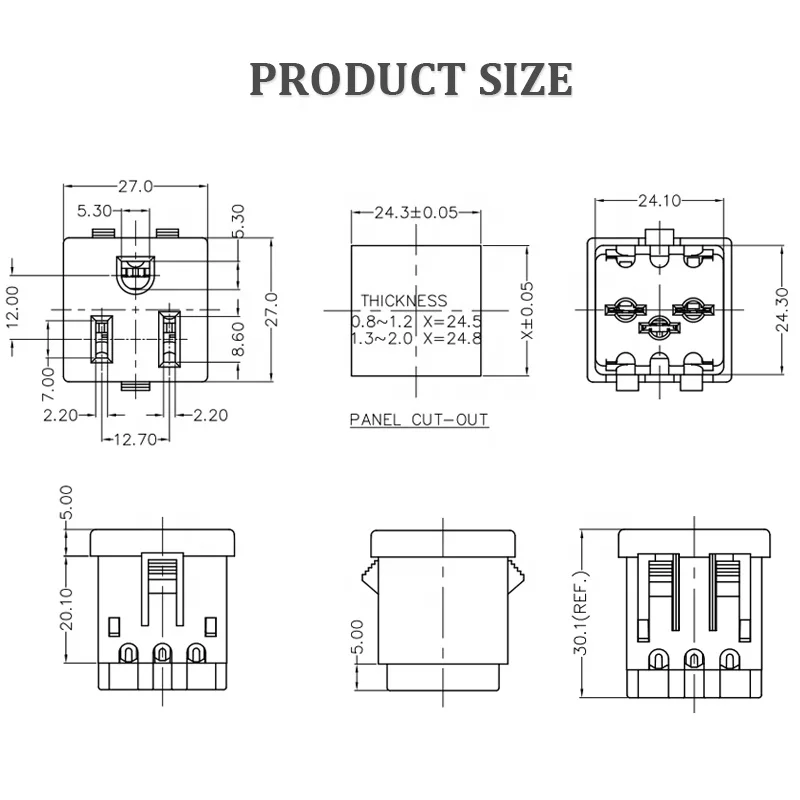 15A125VAC NEMA 5- 15R USA Tamper Resistant snap in portable power station socket（1 Pack）