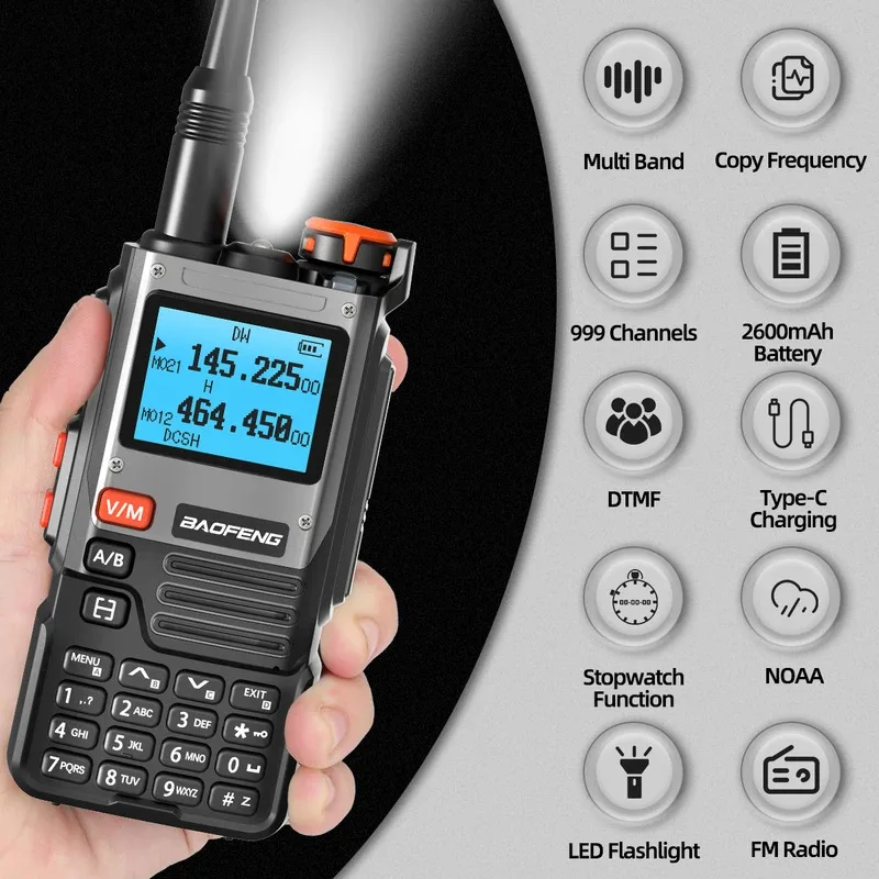 Baofeng UV-K61 Long Range Walkie Talkie Wireless Copy Frequency Type-C Charger UHF VHF DTMF FM NOAA UV-5R Upgraded UV-K6 Radio