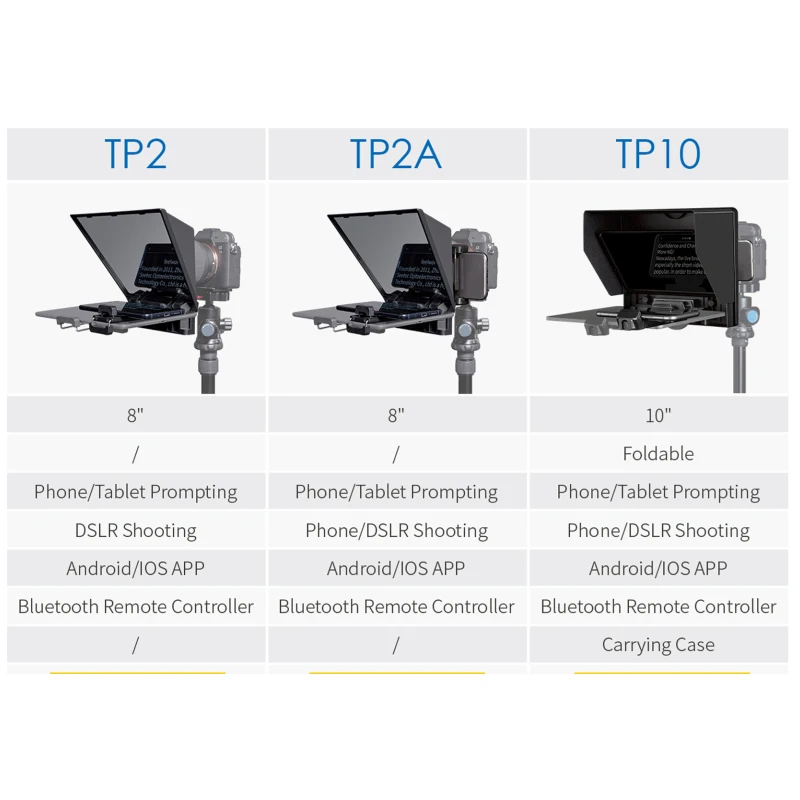 Feelworld TP10 Teleprompter 10 Inch Phone Camera Collapsible Teleprompter Support Horizontal and Vertical Shooting