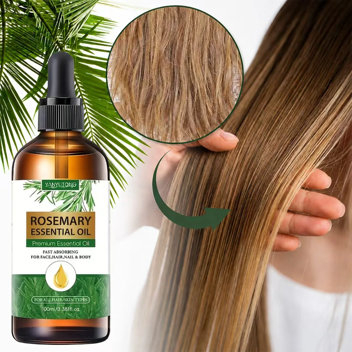 Rosemary Essential Oil for Hair Nourishment Quick Absorption Shiny Smooth Hair Long-lasting Moisture Full Body Massage Oil