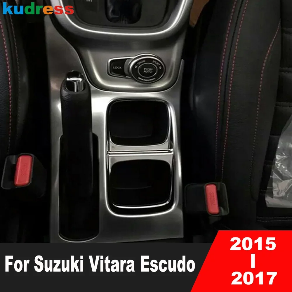 For Suzuki Vitara Escudo 2015-2019 2020 2021 Matte Car Center Console Water Cup Holder Frame Cover Trim Interior Accessories