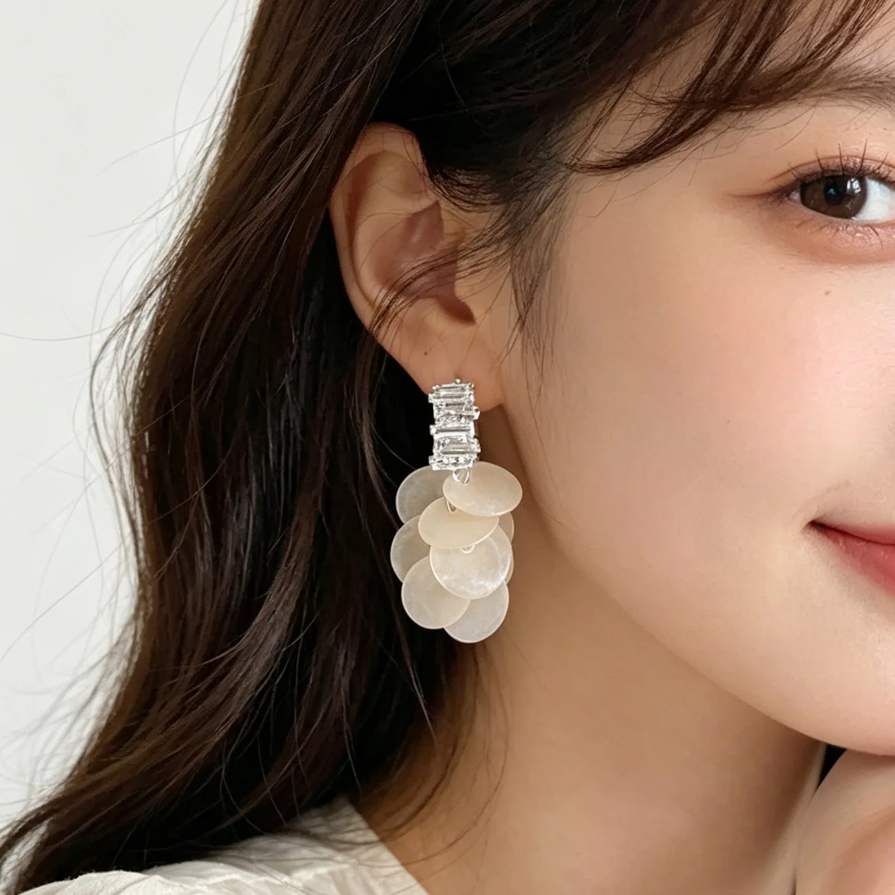 Zircon Shell Tassel Earrings French Premium Lightweight Durable Elegant Boho Beach Vacation Resort Women Summer Earings