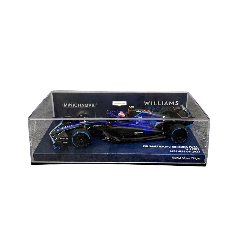 1:43 Williams F1 FW44 2022 Japão Latifi modelo de simulação de resina fundida, coleção de brinquedos infantis, presentes de feriado para amigos