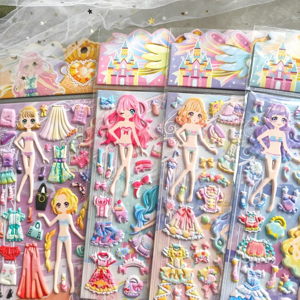 ملصقات فستان الأميرة للفتيات كبيرة الحجم (4 أنماط) - ملصقات لاصقة عالية الجودة قابلة لإعادة الاستخدام، متوفرة بالجملة للأطفال #3
