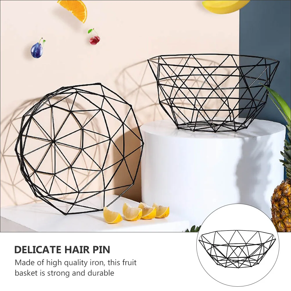 

1Set Iron Fruit Basket Hollowed Drainage Storage Basket Black Snack Holder Manual Welding Fine Workmanship