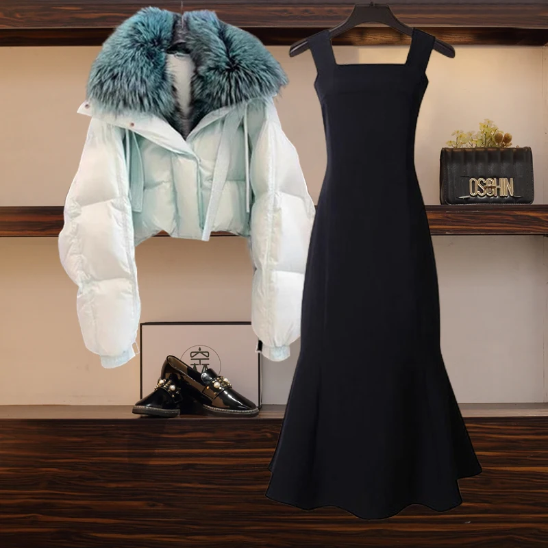 

Women's ort Fce Lined Thiened Fur Collar down Cotton Jaet Autumn Winter New Design Sensation with Ba Strap Fi Ta...
